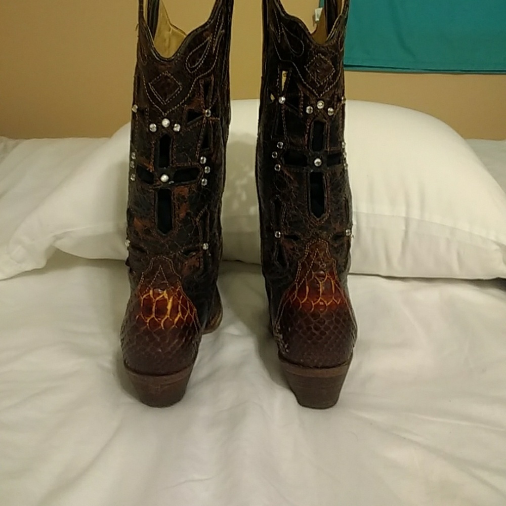 Corral Vintage Snake Skin Cowboy Boots, Sz 7.5 - Picture 5 of 8